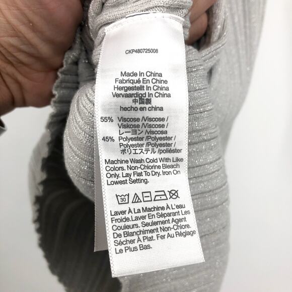 MADEWELL Signature Shimmer Cutaway Sweater Tank Small Silver Vapor Knit NWT - Picture 9 of 10